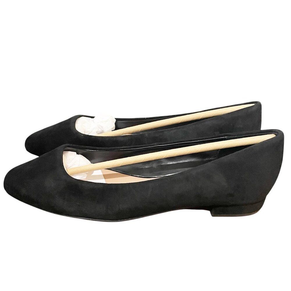 Anthro Steven By Steve Madden Bantry Black Suede Ballet Flat Shoes 6 Corp Casual